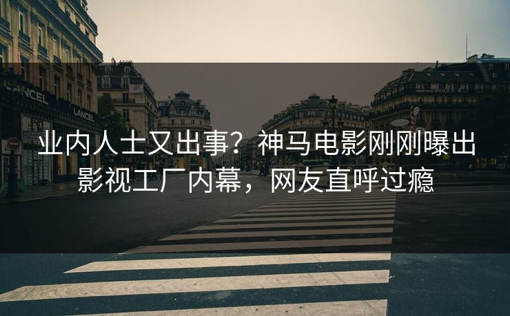 业内人士又出事？神马电影刚刚曝出影视工厂内幕，网友直呼过瘾
