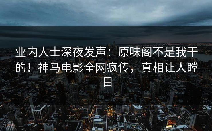 业内人士深夜发声：原味阁不是我干的！神马电影全网疯传，真相让人瞠目