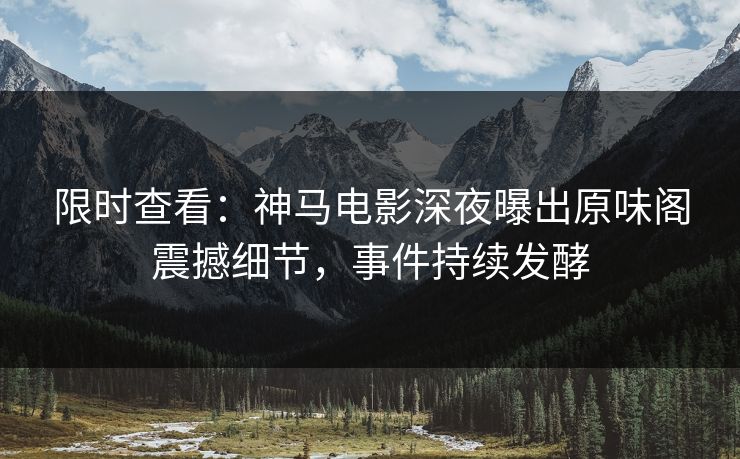 限时查看：神马电影深夜曝出原味阁震撼细节，事件持续发酵